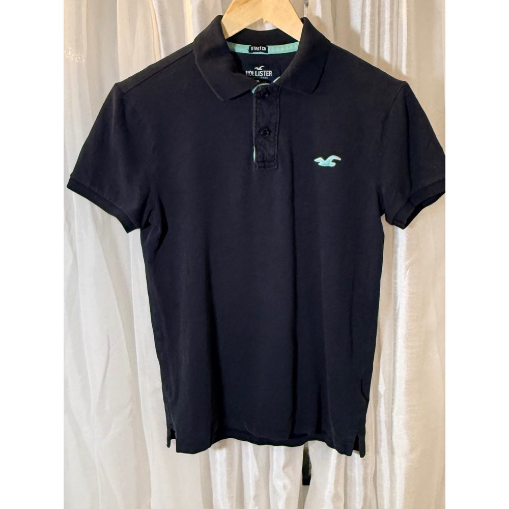 Hollister Polo Shirt Mens XS Navy Blue Epic Flex Stretch Short Sleeve Logo